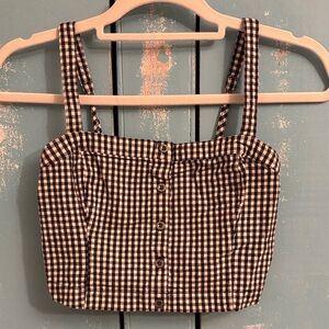 Hollister Checkered Black and White Women's Top EUC